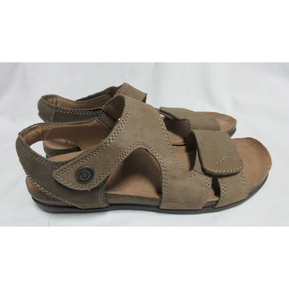 Earth ORIGINS Leather Uppers Women’s Mushroom Nubuck Strap Sandals Size 8W